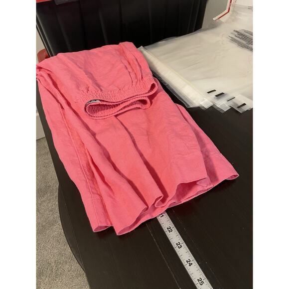 Vintage Womens Crop Pants Size Medium Pink Linen Pull On Lagenlook Coastal 90s - Picture 6 of 7